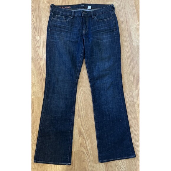 J Crew Hipslung Flare Dark Blue Jeans Size 32R - Picture 1 of 9